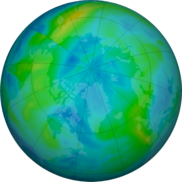 Arctic ozone map for 14 October 2019